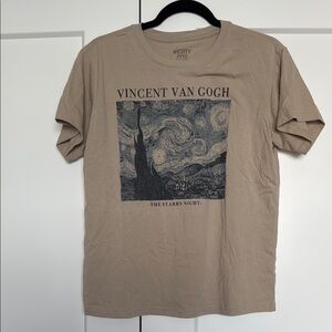 Mighty Fine Tan T shirt with Van Gogh Art